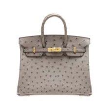 bolso hermes piel de avestruz gris